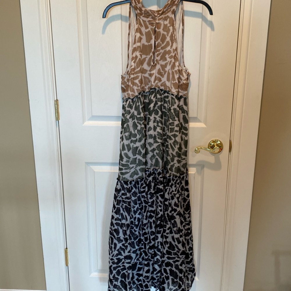 Maeve for Anthropologie animal print tiered maxi dress Sz M Medium New - Picture 1 of 5